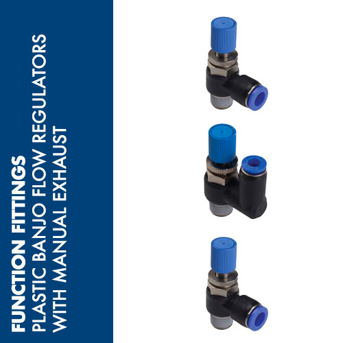 NS - Plastic banjo flow regulators with manual exhaust 