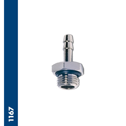 Male barb connector BSPP & metric thread with OR