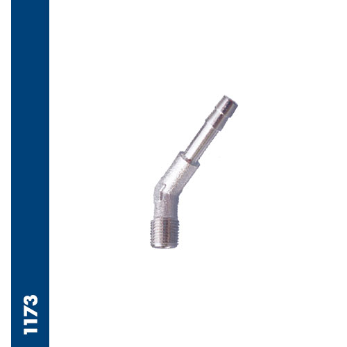 Long male elbow 120º barb connector BSPT thread