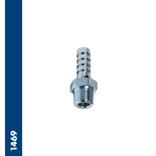 Male barb connector BSPT thread Inox AISI 316