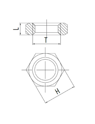 Disegno Tecnico 1475MF Dado per passaparete cilindrico BSPP microfuso