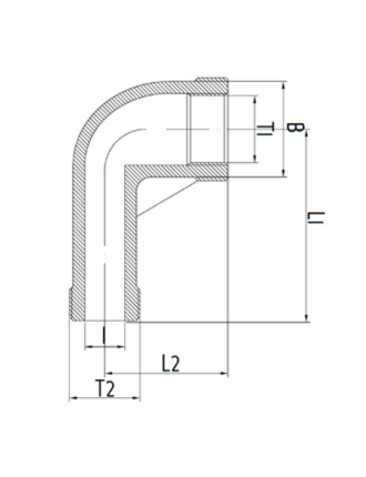 Disegno Tecnico 1485MF Gomito maschio conico BSPT / femmina cilindrico BSPP pressofuso