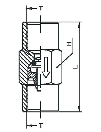 Disegno Tecnico 1710 Valvola unidirezionale cilindrica BSPP INOX AISI 303