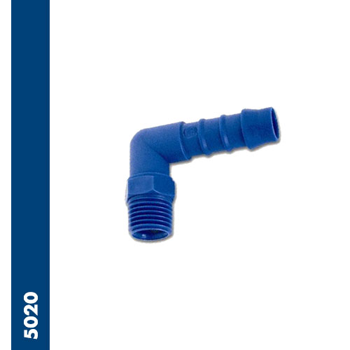 Male elbow barb connector BSPT thread