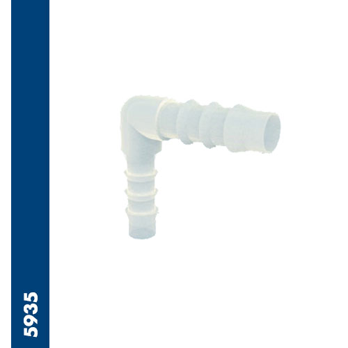 Reduced union elbow barb connector