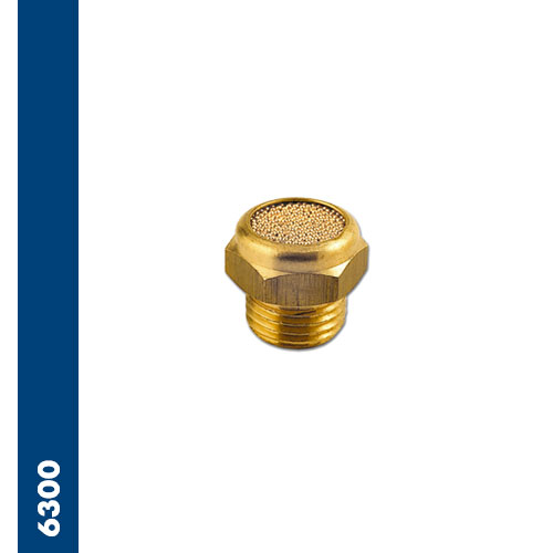 Silencer of sinterized spherical bronze riveted on hexagonal brass pastille base