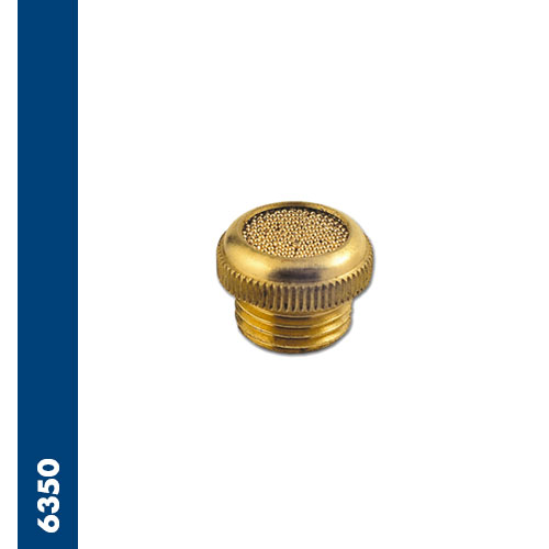 Silencer of sinterized spherical bronze riveted on circular knurled brass pastille base