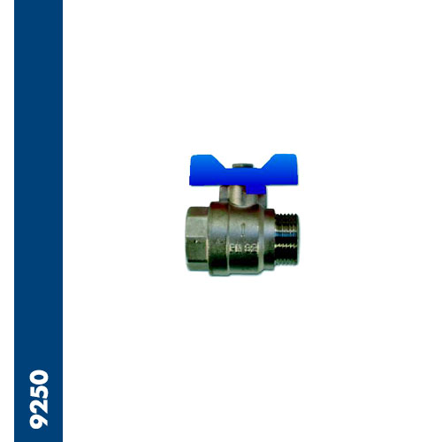 Full bore universal ball valve, threaded ends BSPP M/F - blue butterfly lever