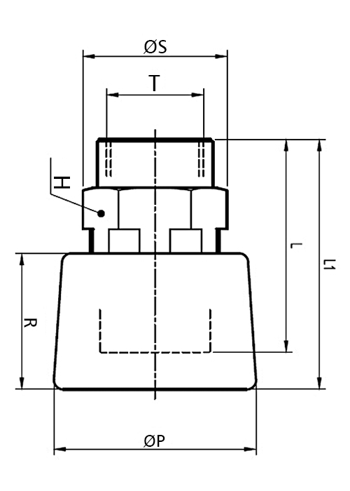 Disegno Tecnico CRHL12-M-G-R Giunto maschio cilindrico