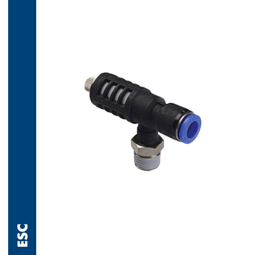 Flow regulator with automatic silenced quick exhaust valve BSPT thread