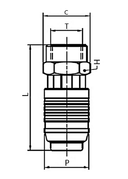 Disegno Tecnico FLUID-10N-H-X Giunto femmina cilindrico