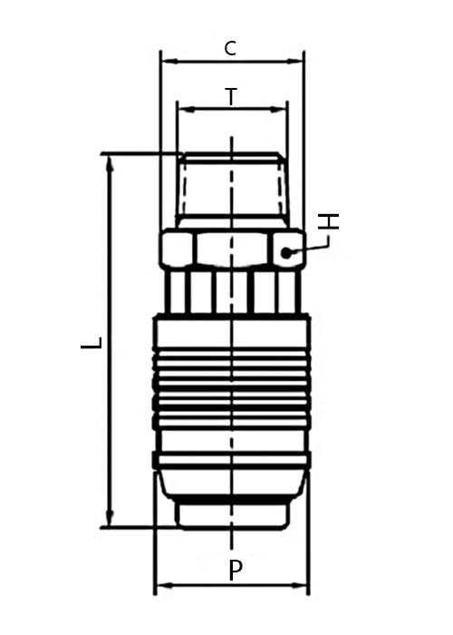 Disegno Tecnico FLUID-10N-M-X Giunto maschio conico