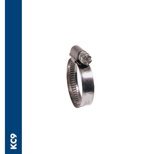 Worm drive hose clamp to DIN 3017, band width 9 mm, housing in Inox AISI 430 and screw in zinc coated steel