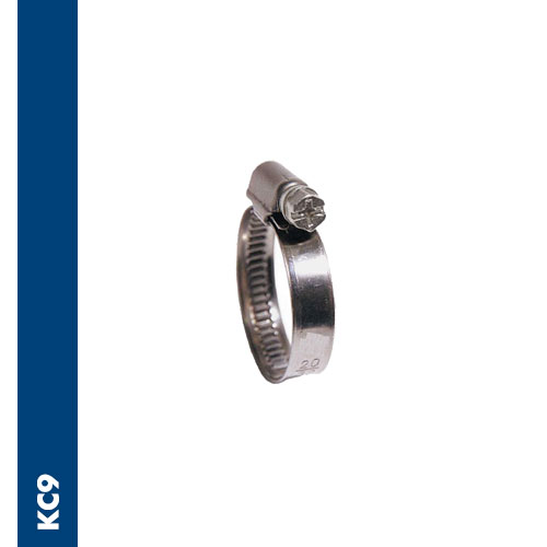 Immagine KC9 - Worm drive hose clamp to DIN 3017, band width 9 mm, housing in Inox AISI 430 and screw in zinc coated steel