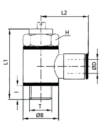 Disegno Tecnico OTSC-G-D-B Regolatore di flusso a cacciavite orientabile cilindrico BSPP & metrico bidirezionale