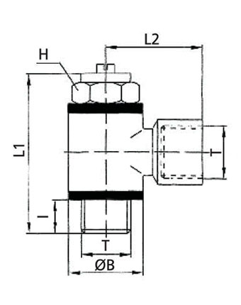 Disegno Tecnico OTSC-G-DF-B Regolatore di flusso a cacciavite femmina cilindrico BSPP & metrico bidirezionale