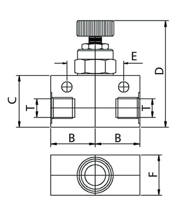 Disegno Tecnico XSFC-U-N Regolatore di flusso unidirezionale filetto femmina NPT Inox AISI 316