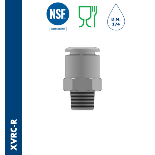 Male connector BSPT thread stainless steel AISI 316L